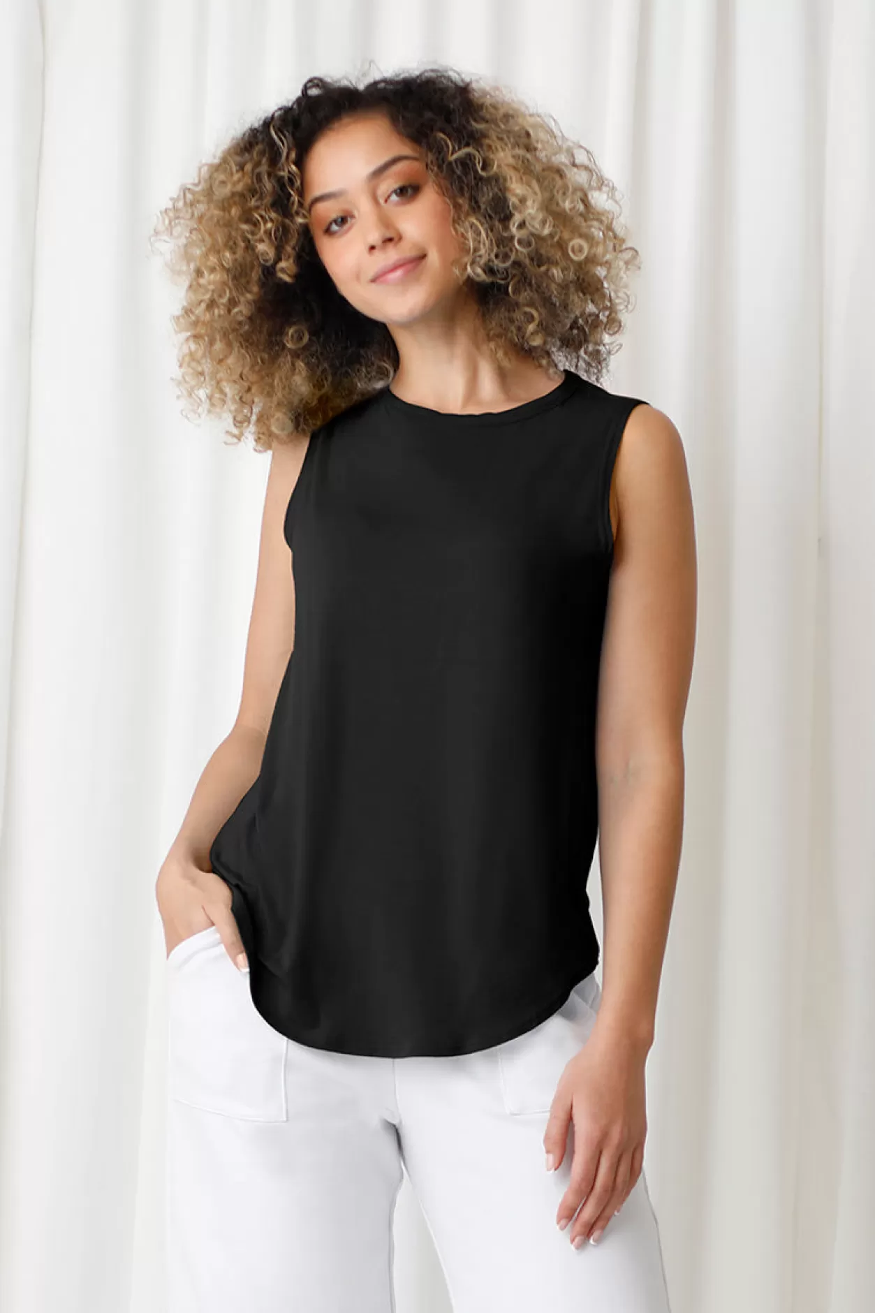 Women Sympli Bamboo Boat Neck Tank