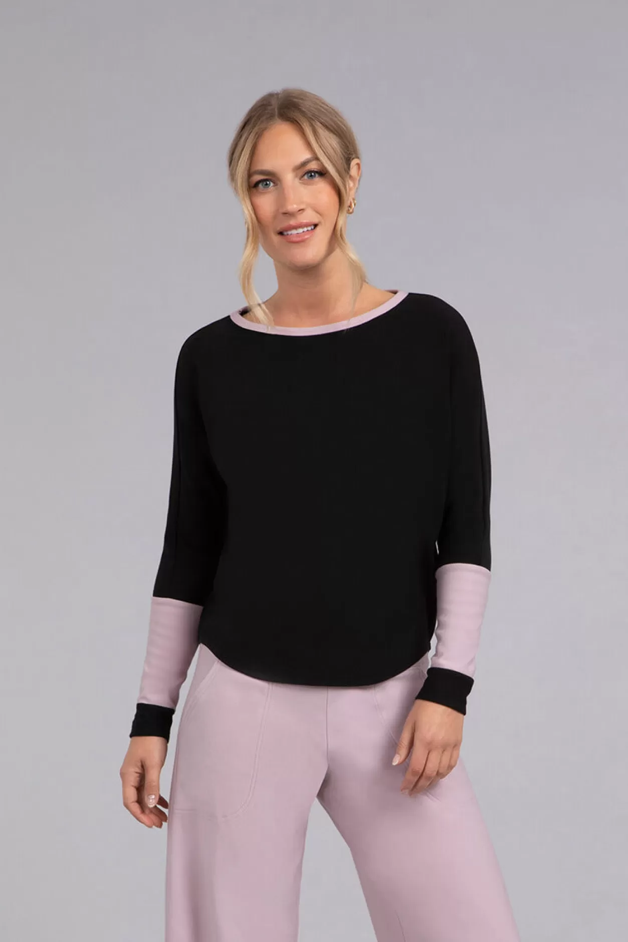 Women Sympli Bamboo Fleece Colour Block Cinch Top