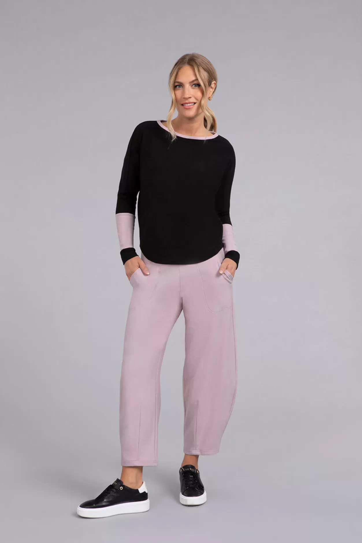 Women Sympli Bamboo Fleece Colour Block Cinch Top