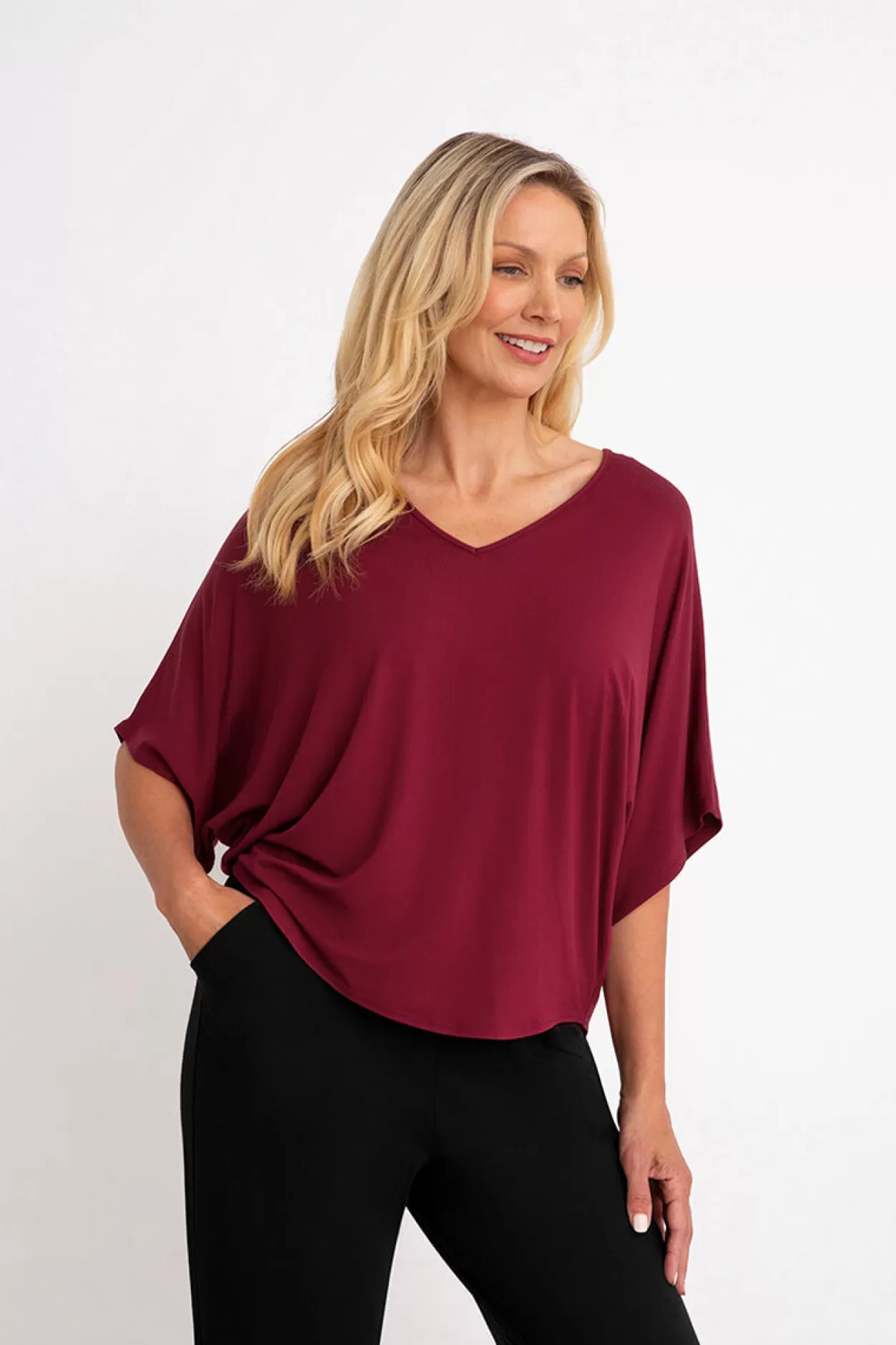 Women Sympli Bamboo V-Neck Dolman Top