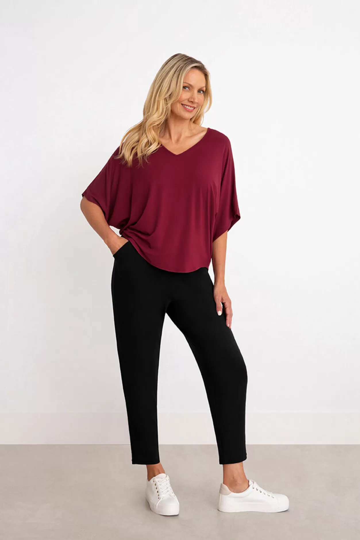 Women Sympli Bamboo V-Neck Dolman Top