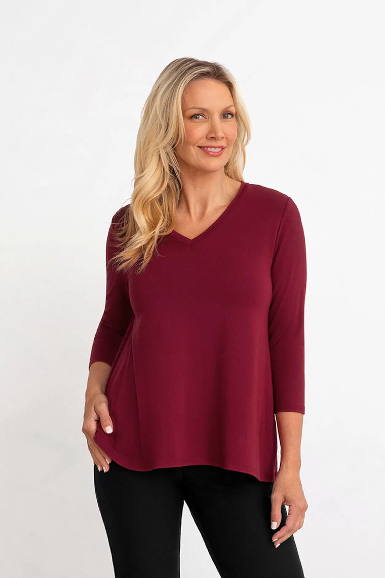 Women Sympli Bamboo V-Neck Trapeze T