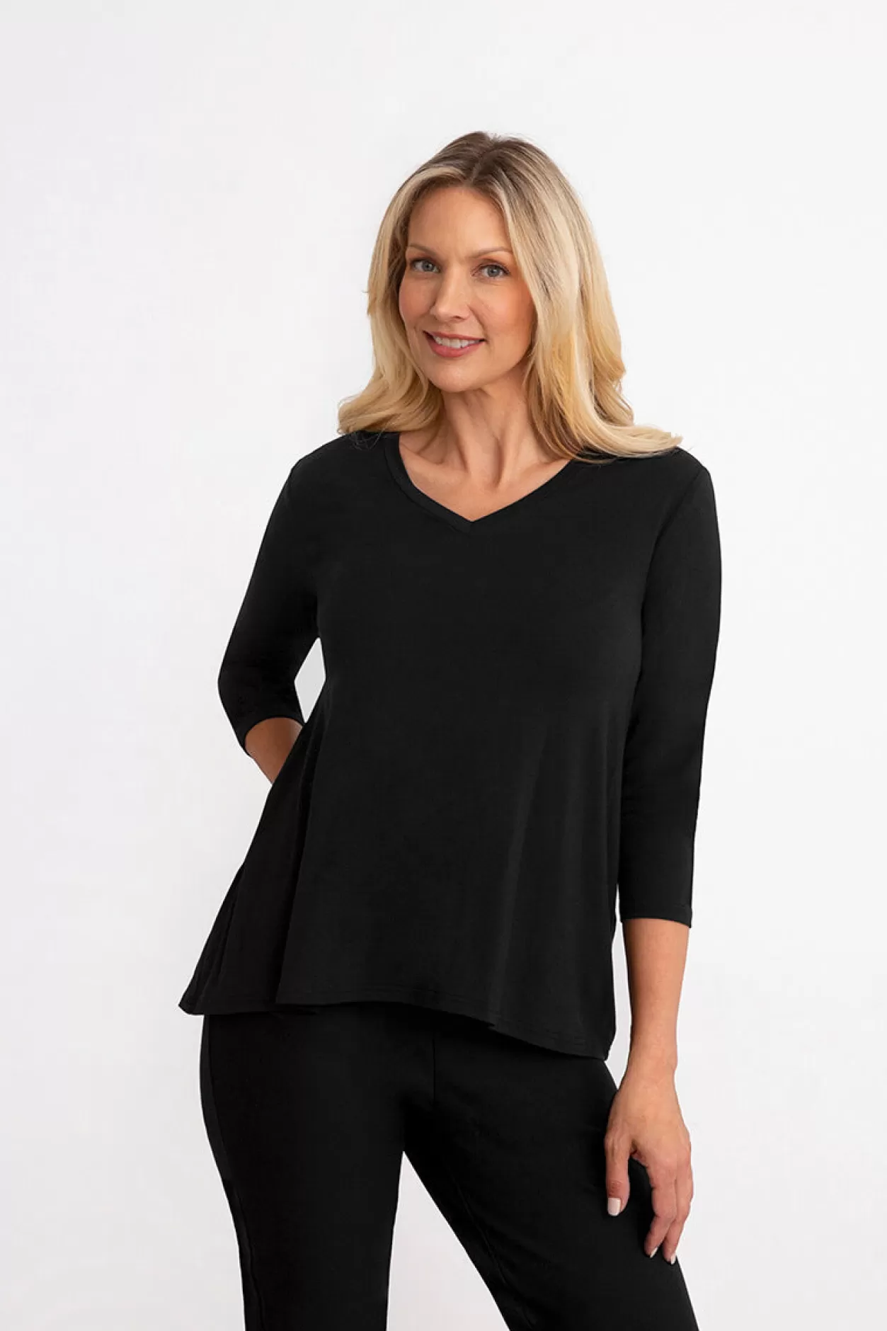 Women Sympli Bamboo V-Neck Trapeze T