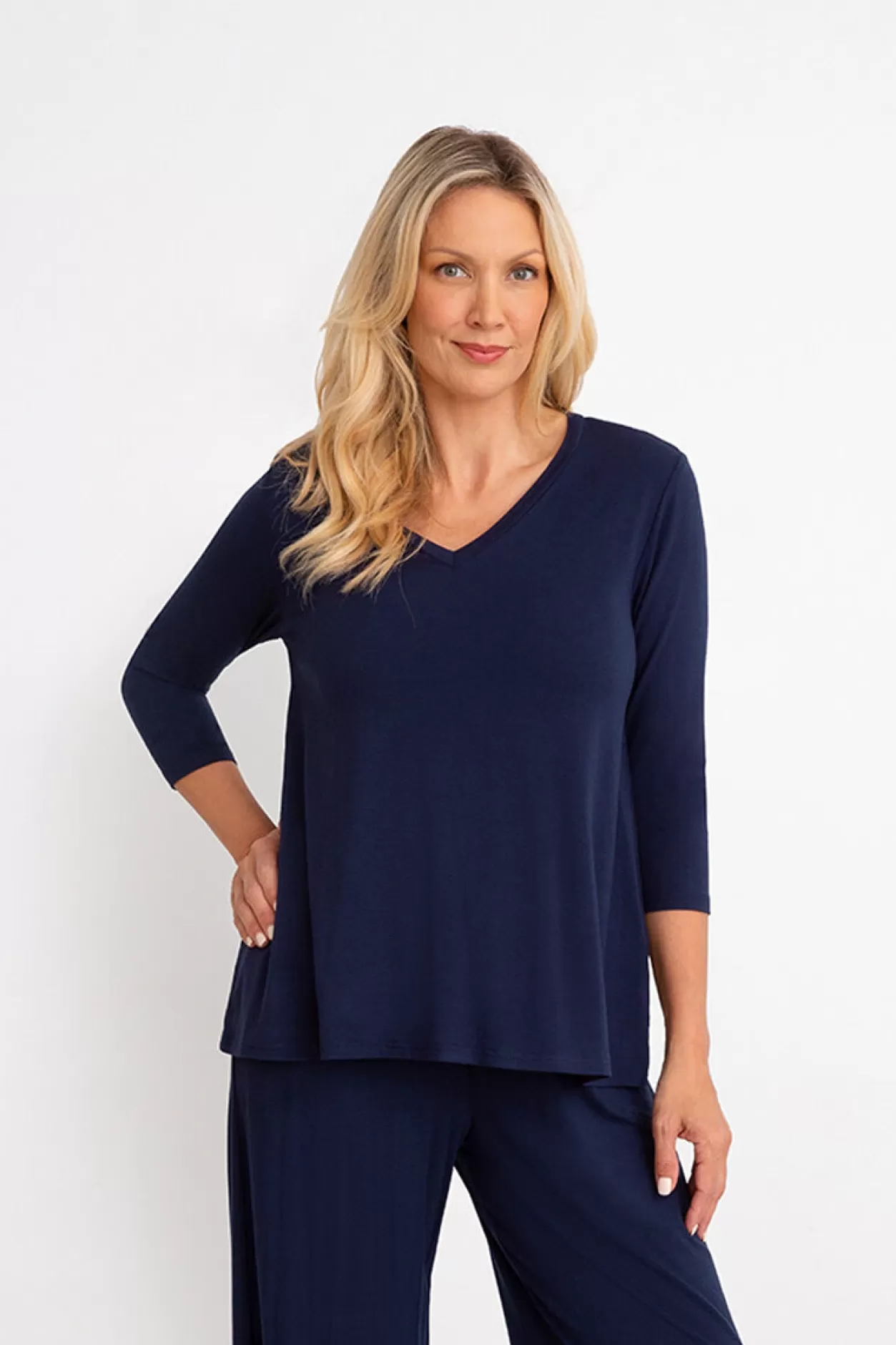 Women Sympli Bamboo V-Neck Trapeze T