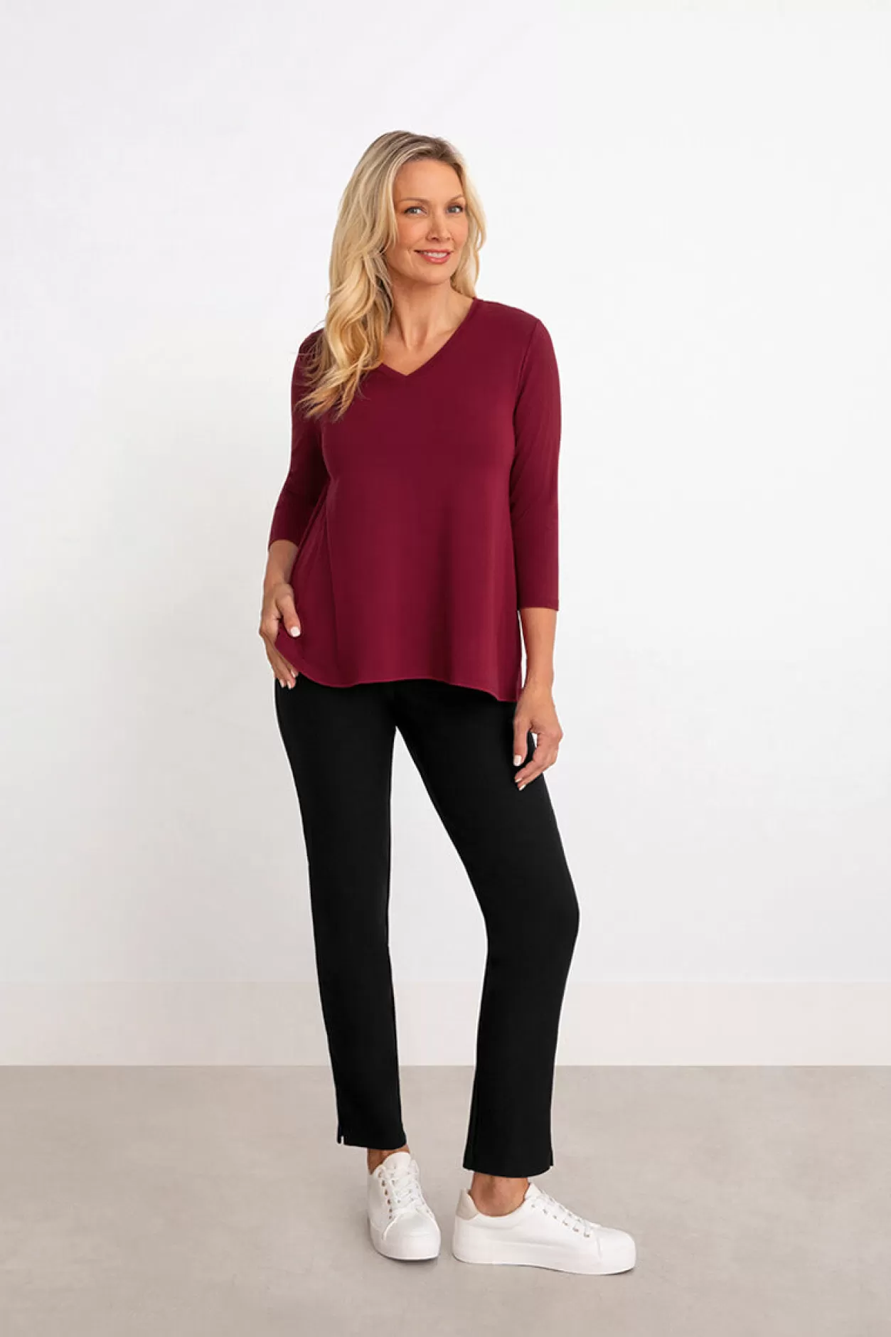 Women Sympli Bamboo V-Neck Trapeze T