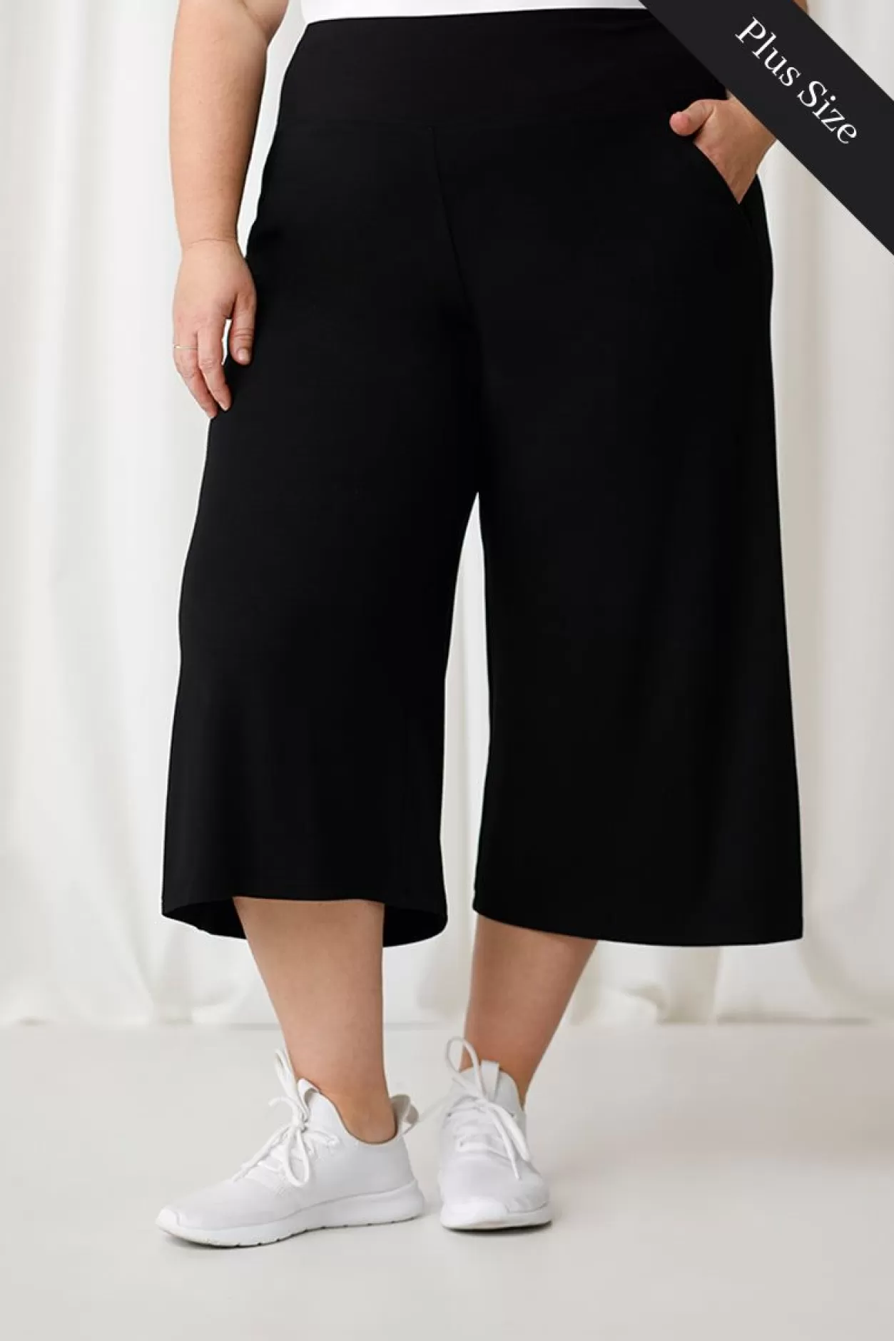 Women Sympli Bamboo Wide Leg Crop Pant Plus