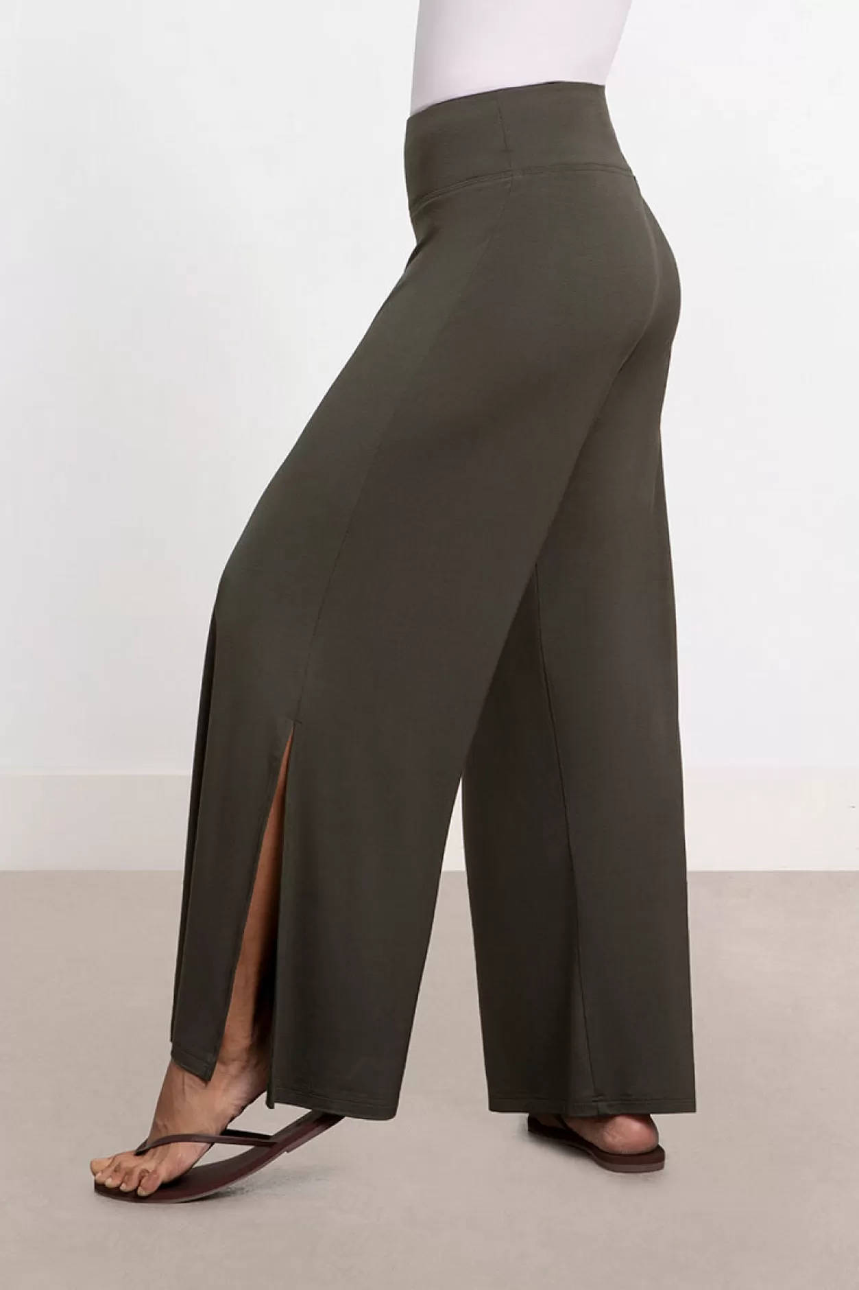 Women Sympli Bamboo Wide Leg Slit Pant