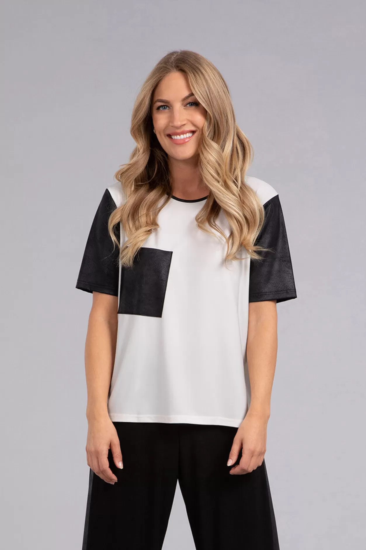 Women Sympli Boxy T With Faux Leather