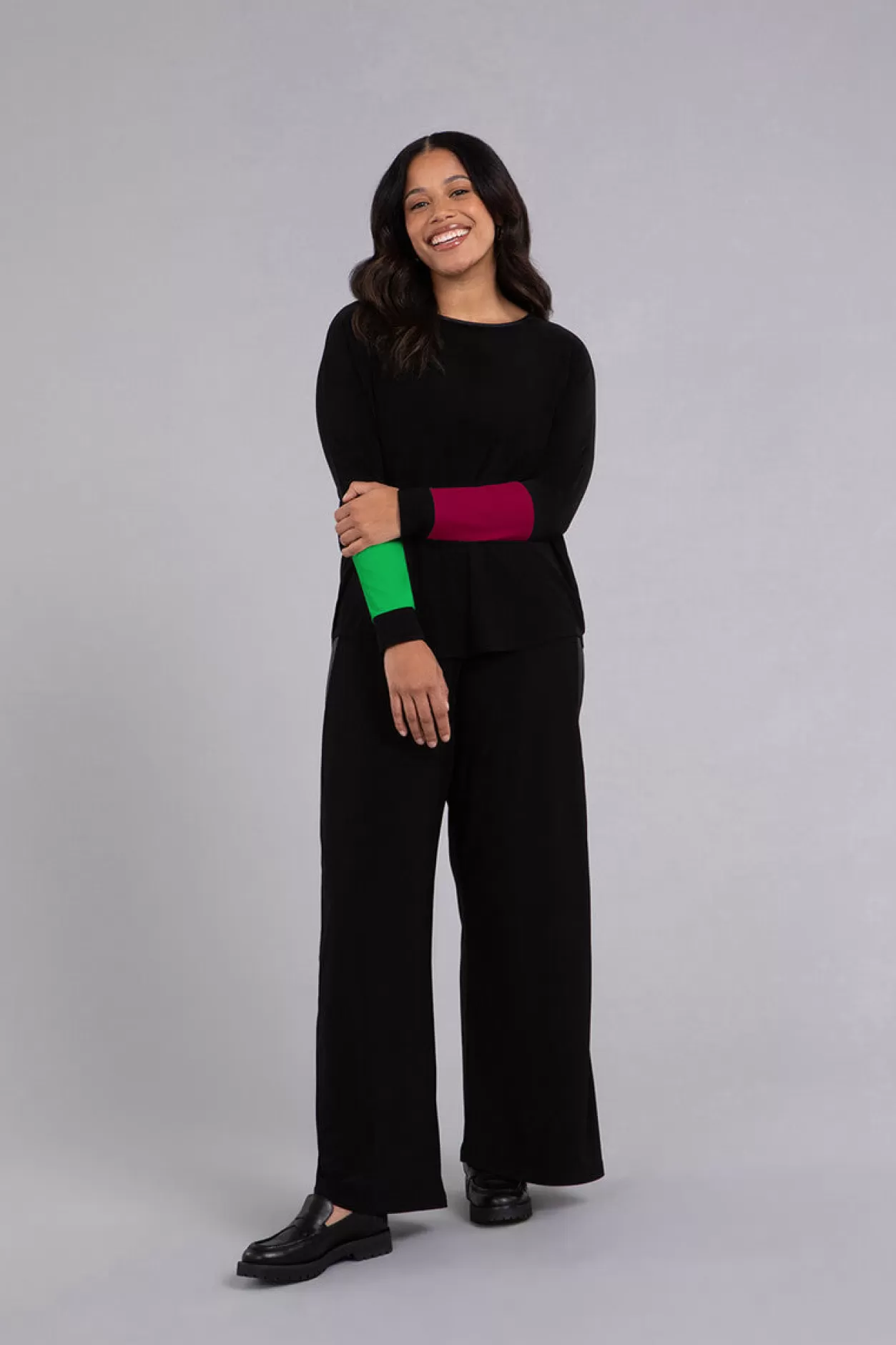 Women Sympli Colour Block Sleeve Nu Cinch Top