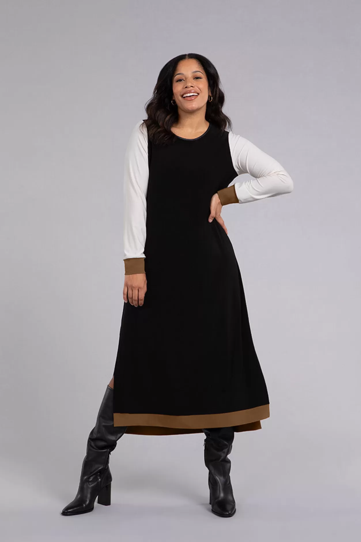 Women Sympli Colour Block Step Hem Dress