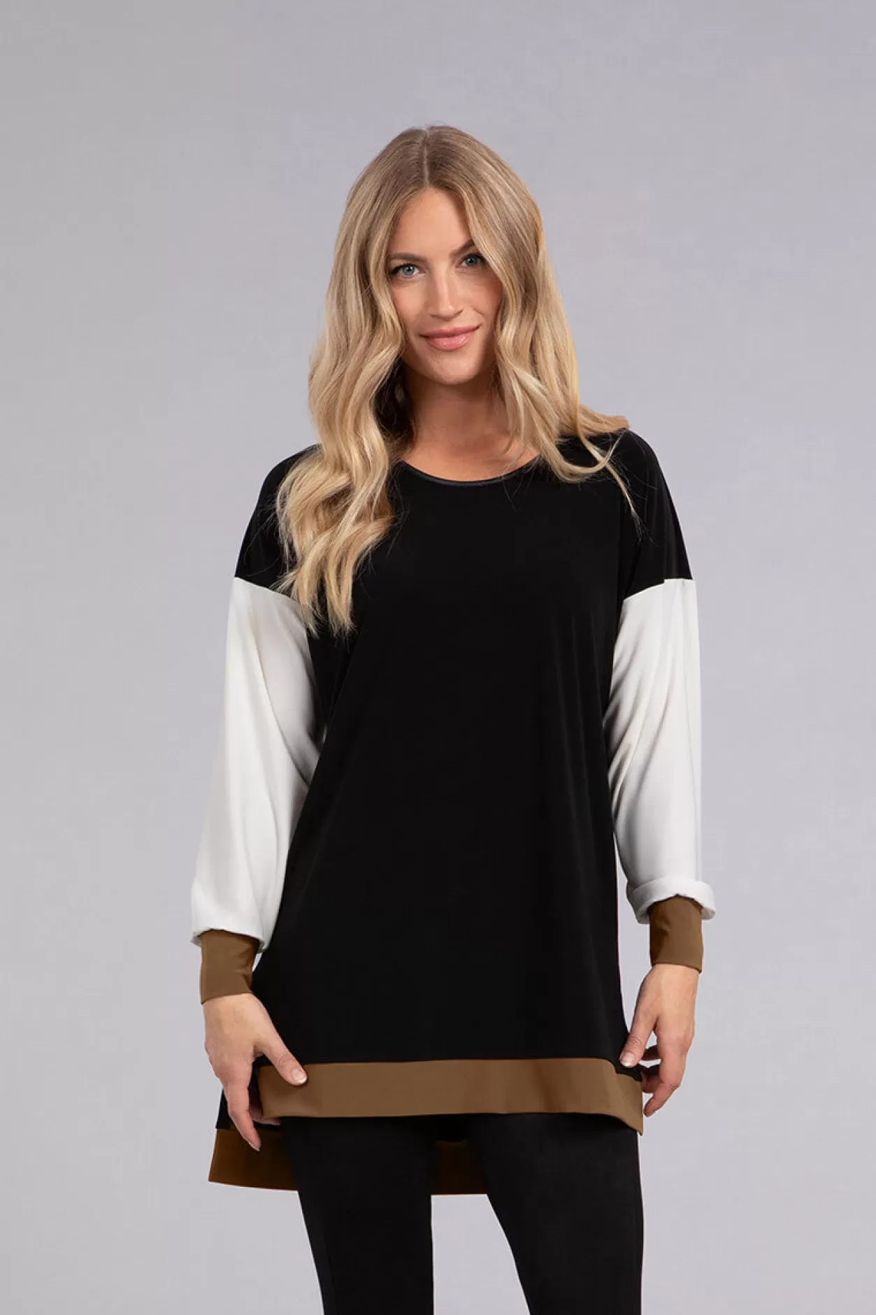 Women Sympli Colour Block Step Hem Tunic