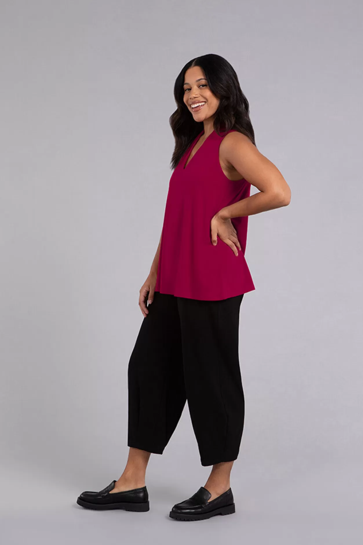 Women Sympli Deep V Trapeze Tank