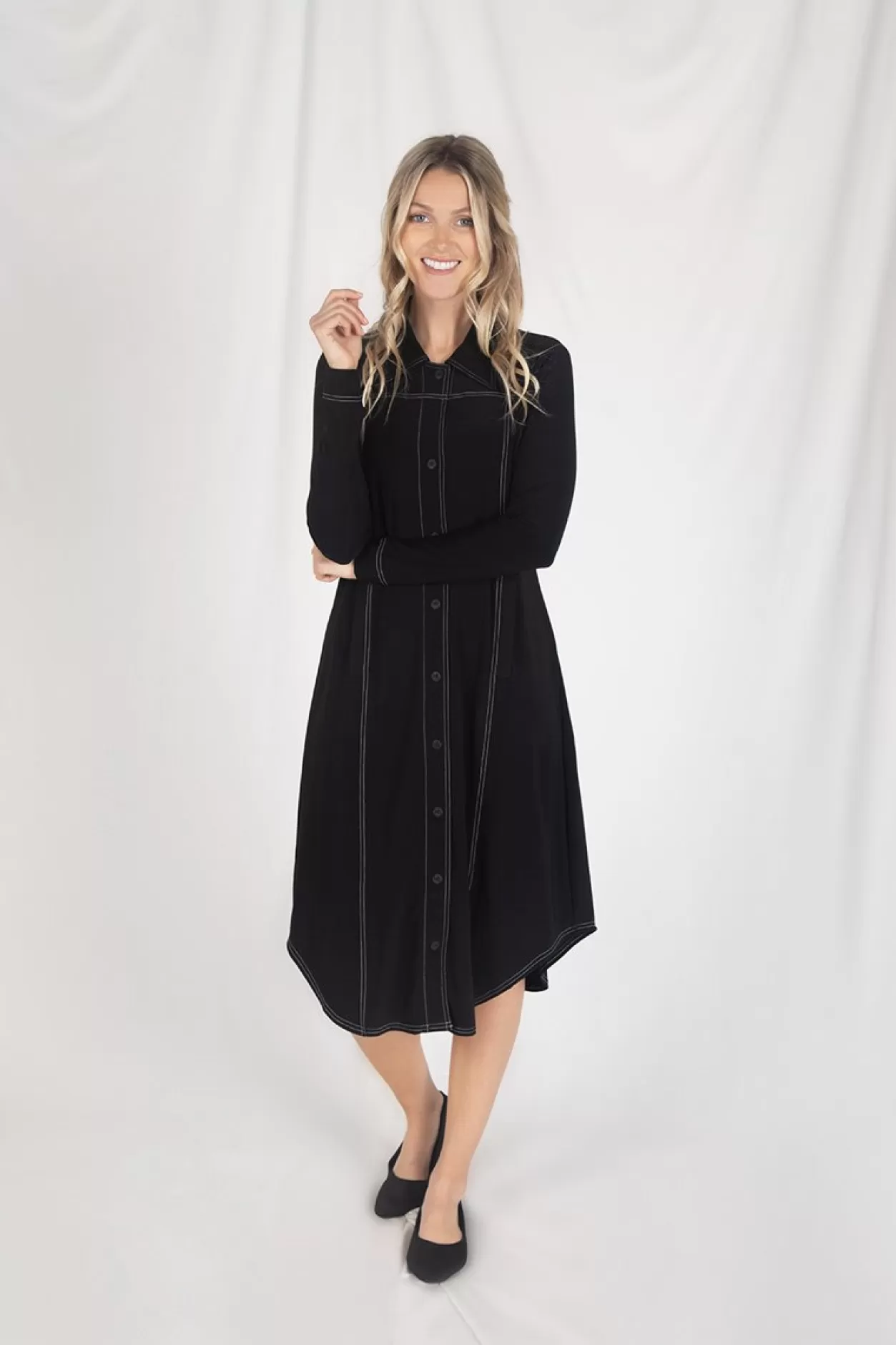 Women Sympli Echo Stitch Shirt Dress