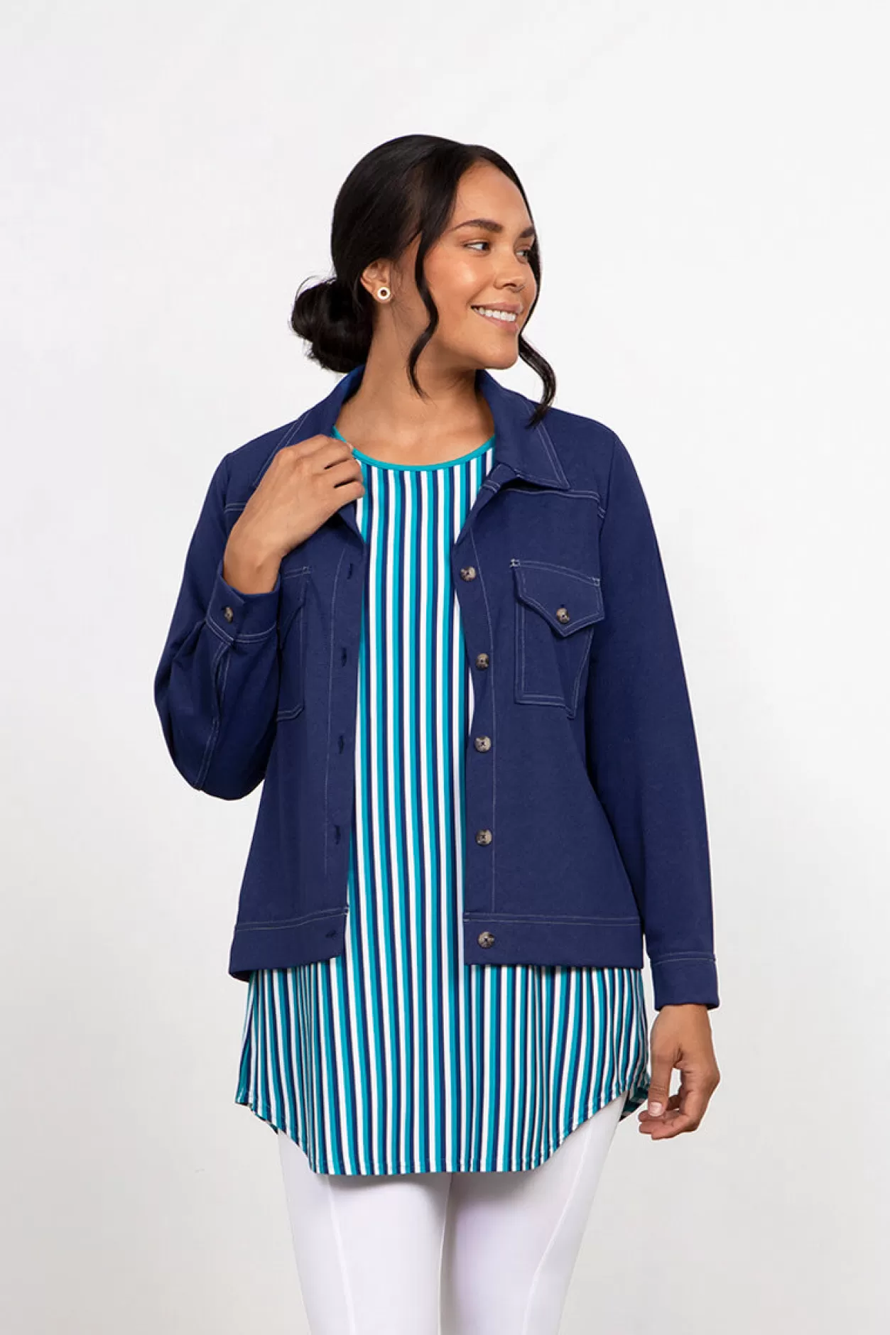 Women Sympli Faux Denim Jacket