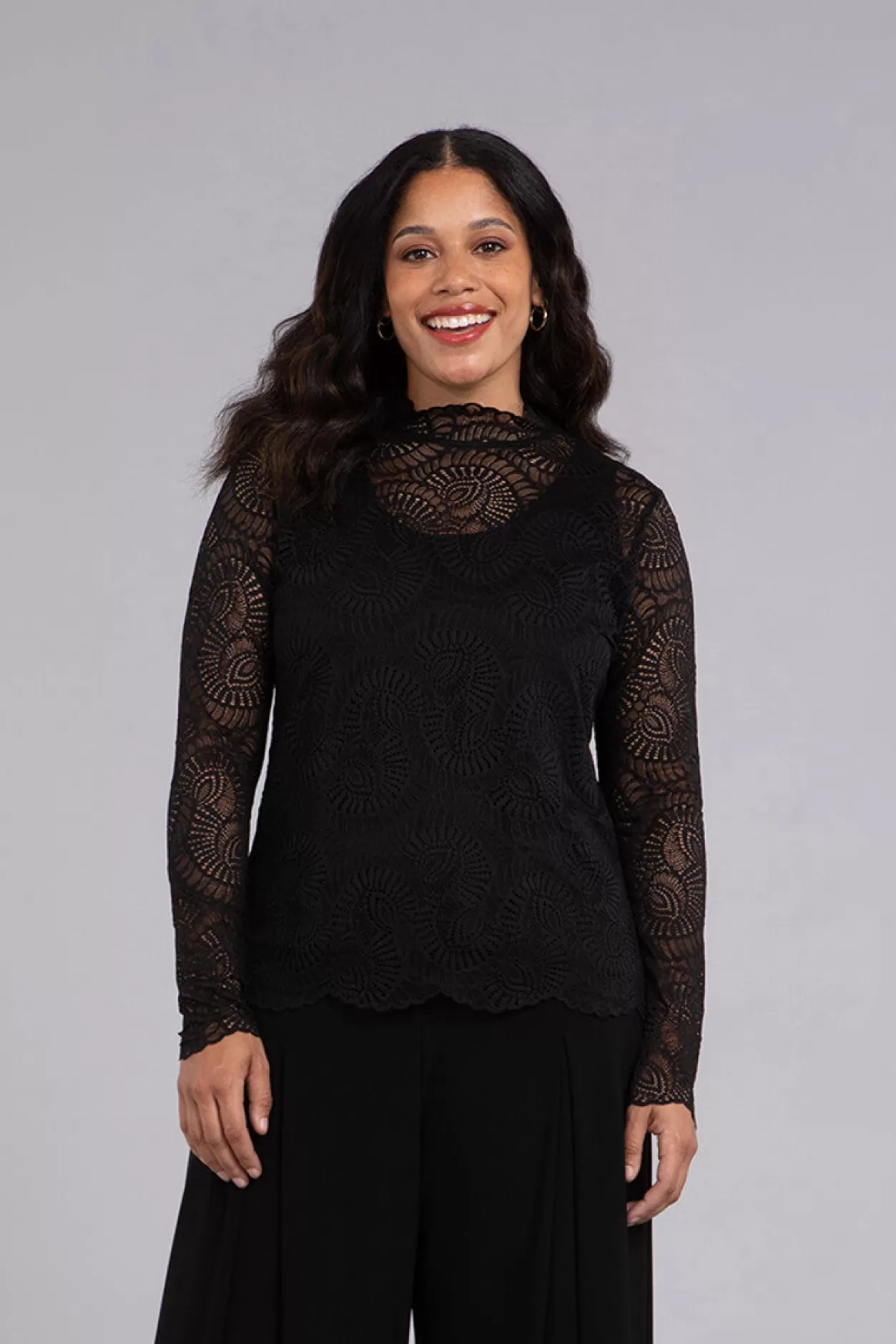 Women Sympli Lace Turtle Neck Barely T