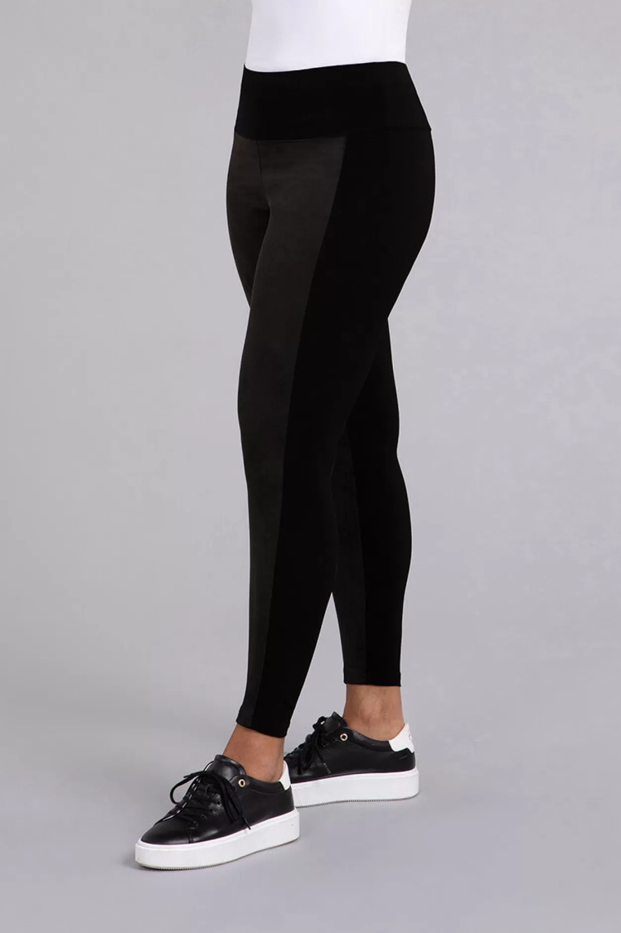 Women Sympli Mix Yoke Legging With Faux Suede