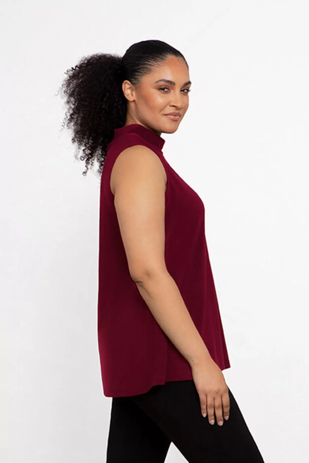 Women Sympli Mock Neck Tank