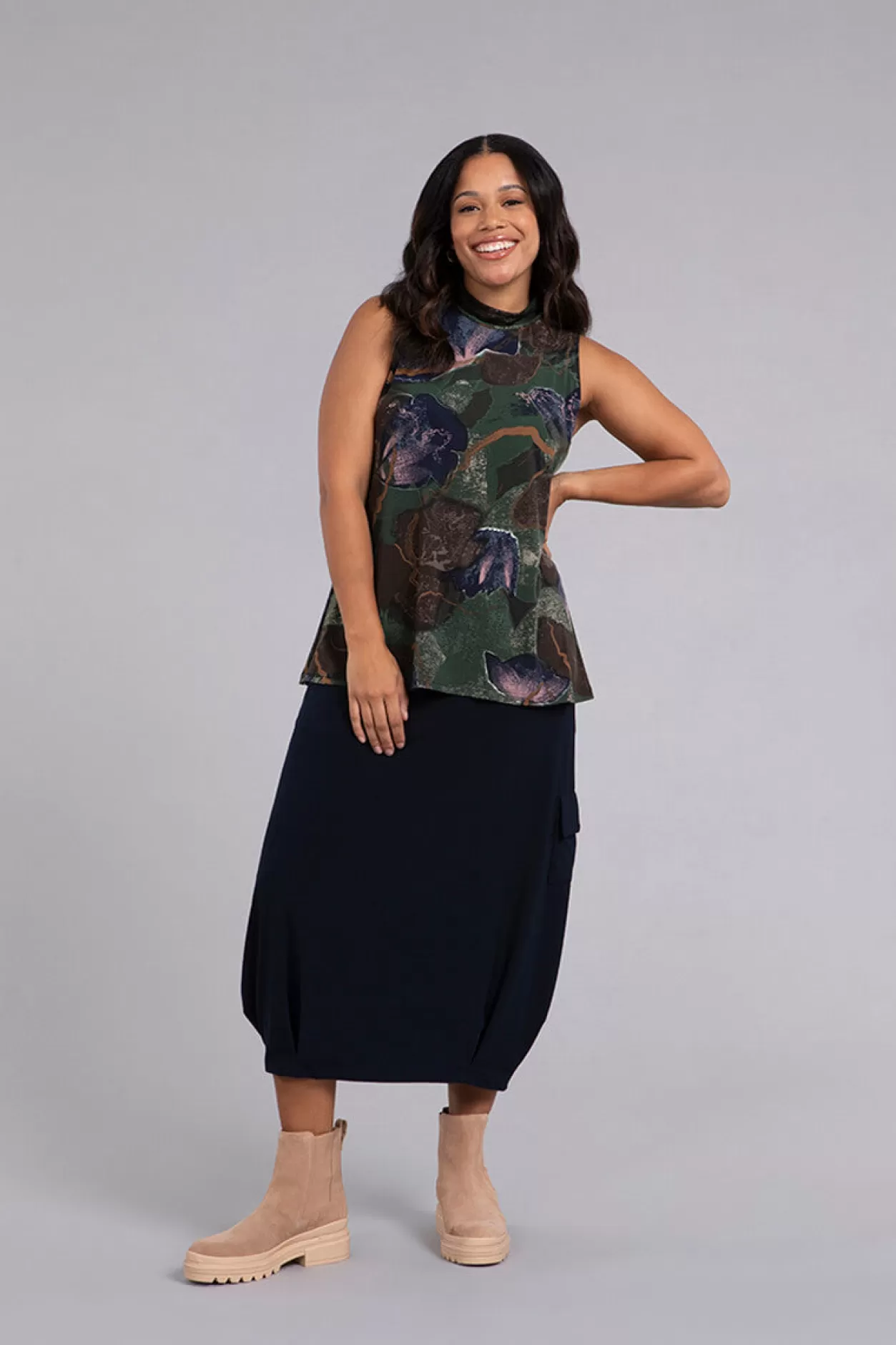 Women Sympli Mock Neck Tank