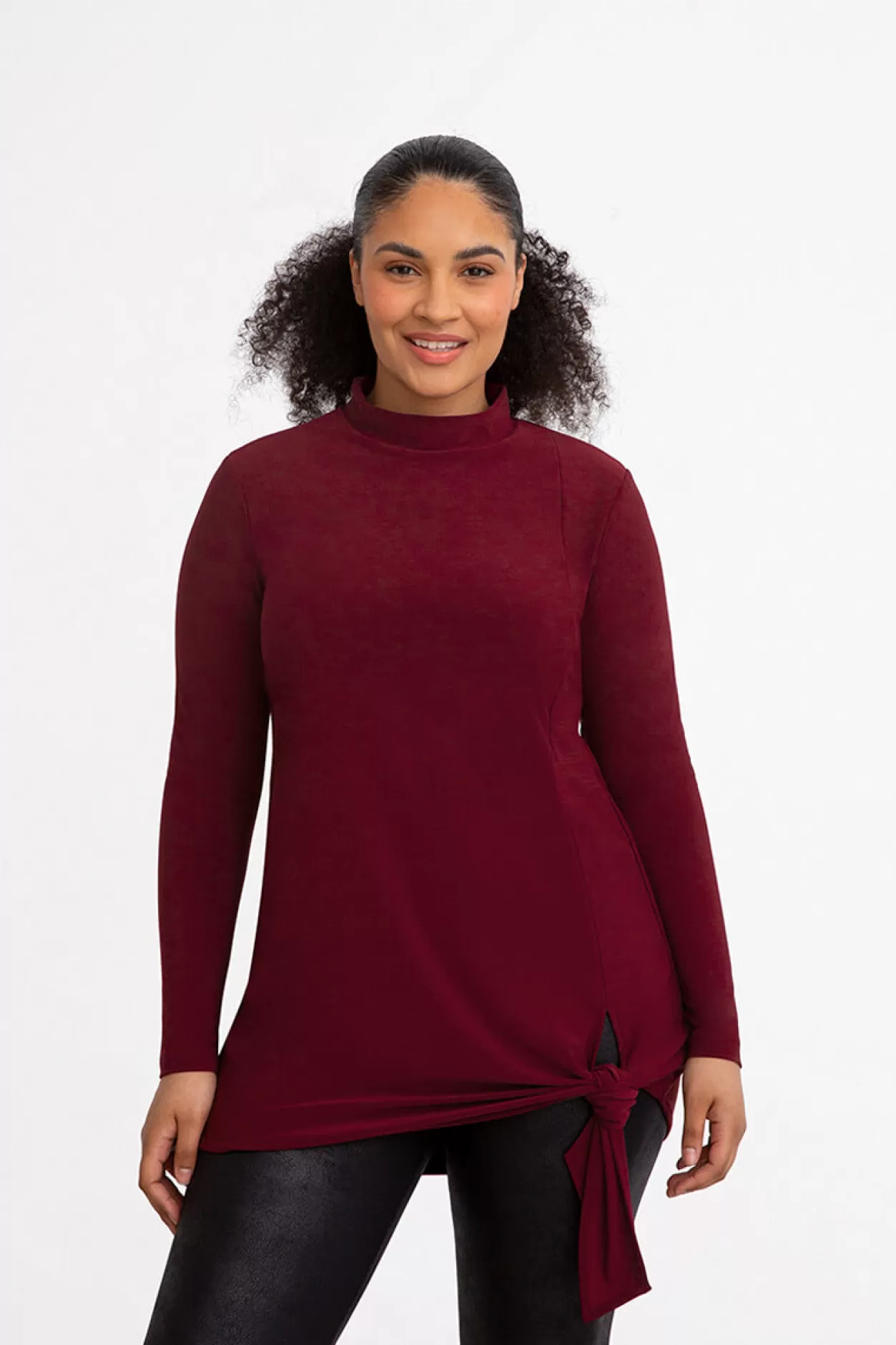 Women Sympli Mock Neck Tie Tunic