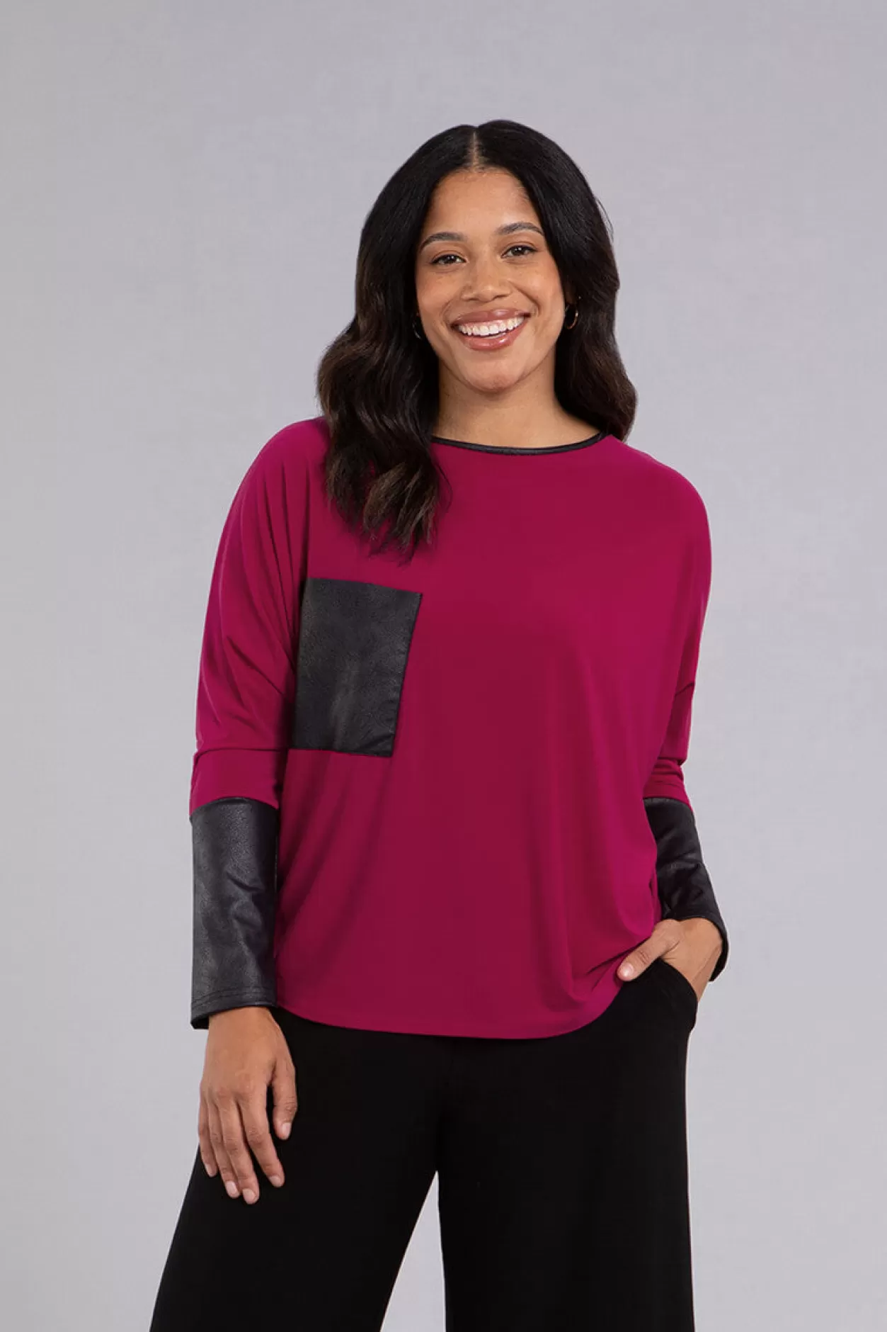 Women Sympli Nu Cinch Top With Faux Leather