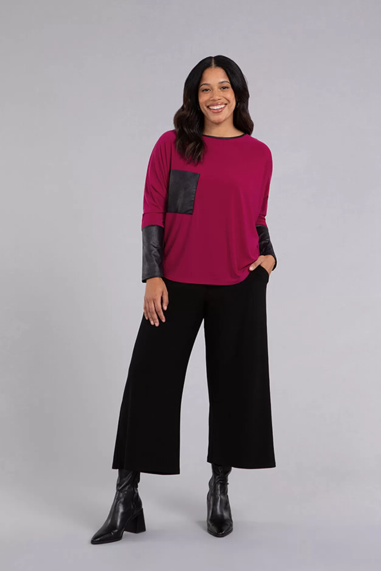 Women Sympli Nu Cinch Top With Faux Leather