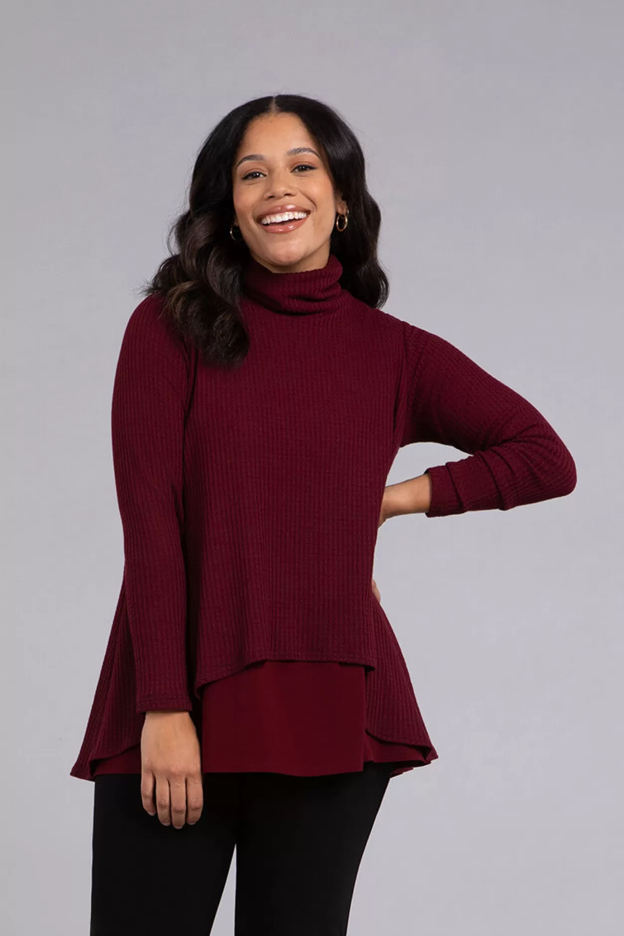 Women Sympli Split Back Waffle Sweater