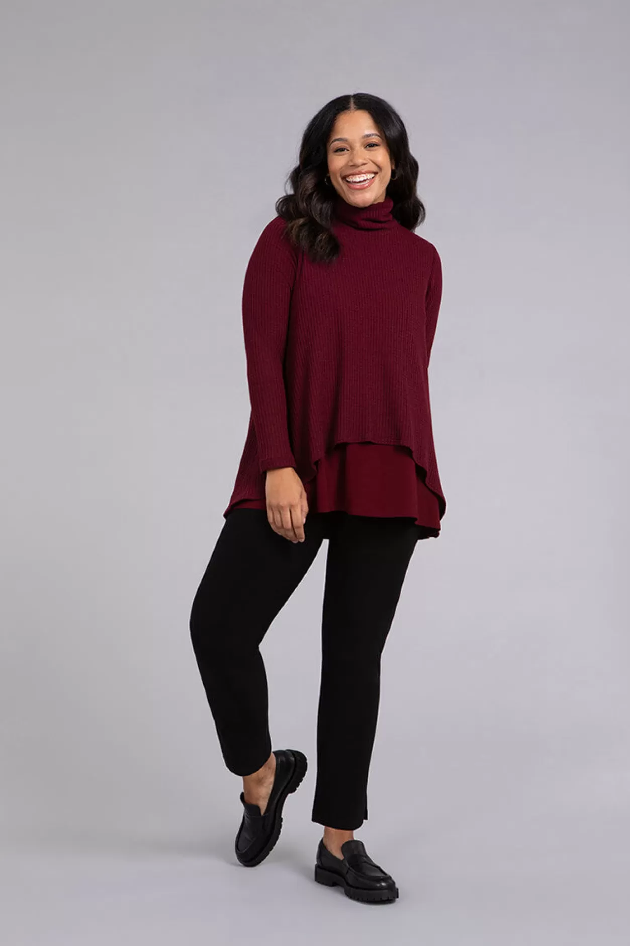 Women Sympli Split Back Waffle Sweater