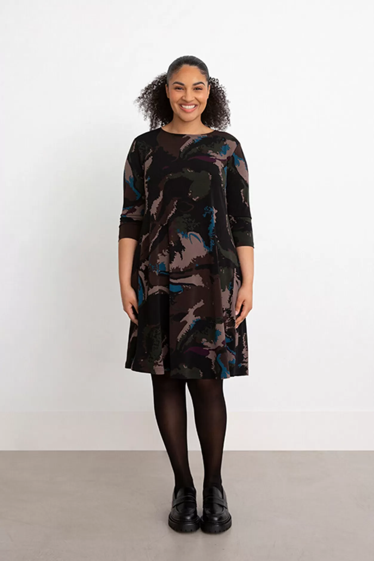 Women Sympli Trapeze Dress 3/4 Sleeve