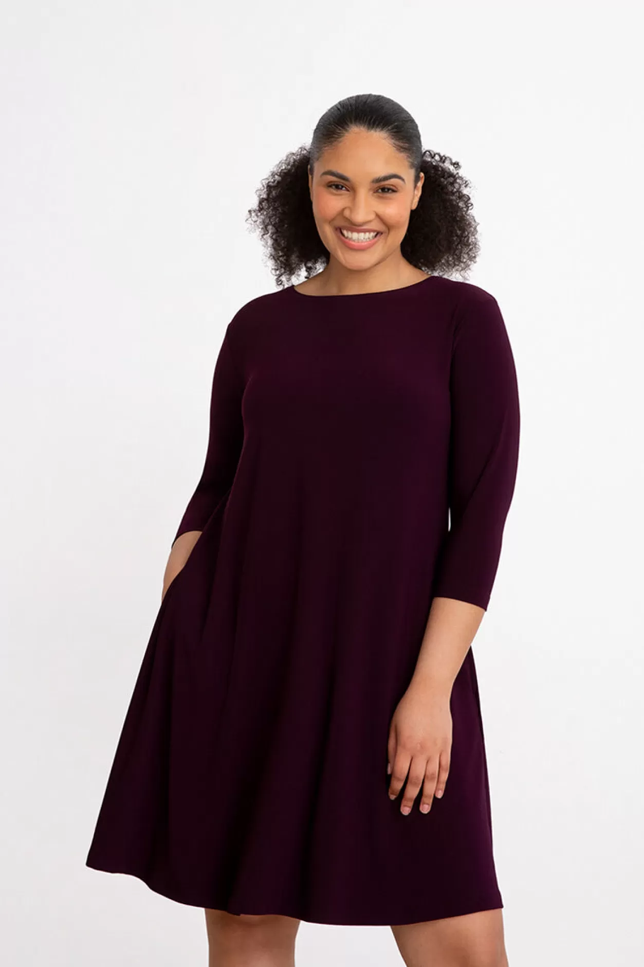 Women Sympli Trapeze Dress 3/4 Sleeve