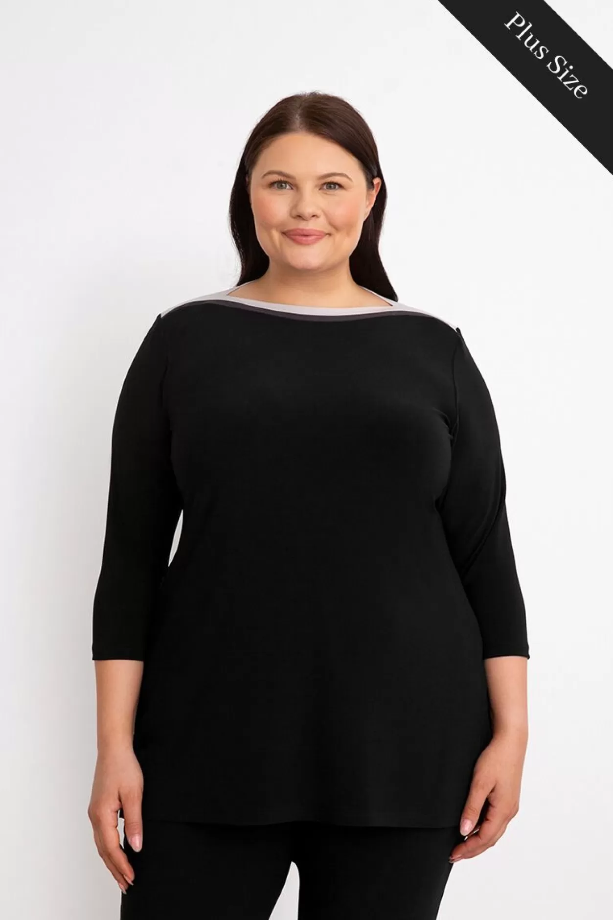 Women Sympli Underline Boat Neck Tunic Plus Size