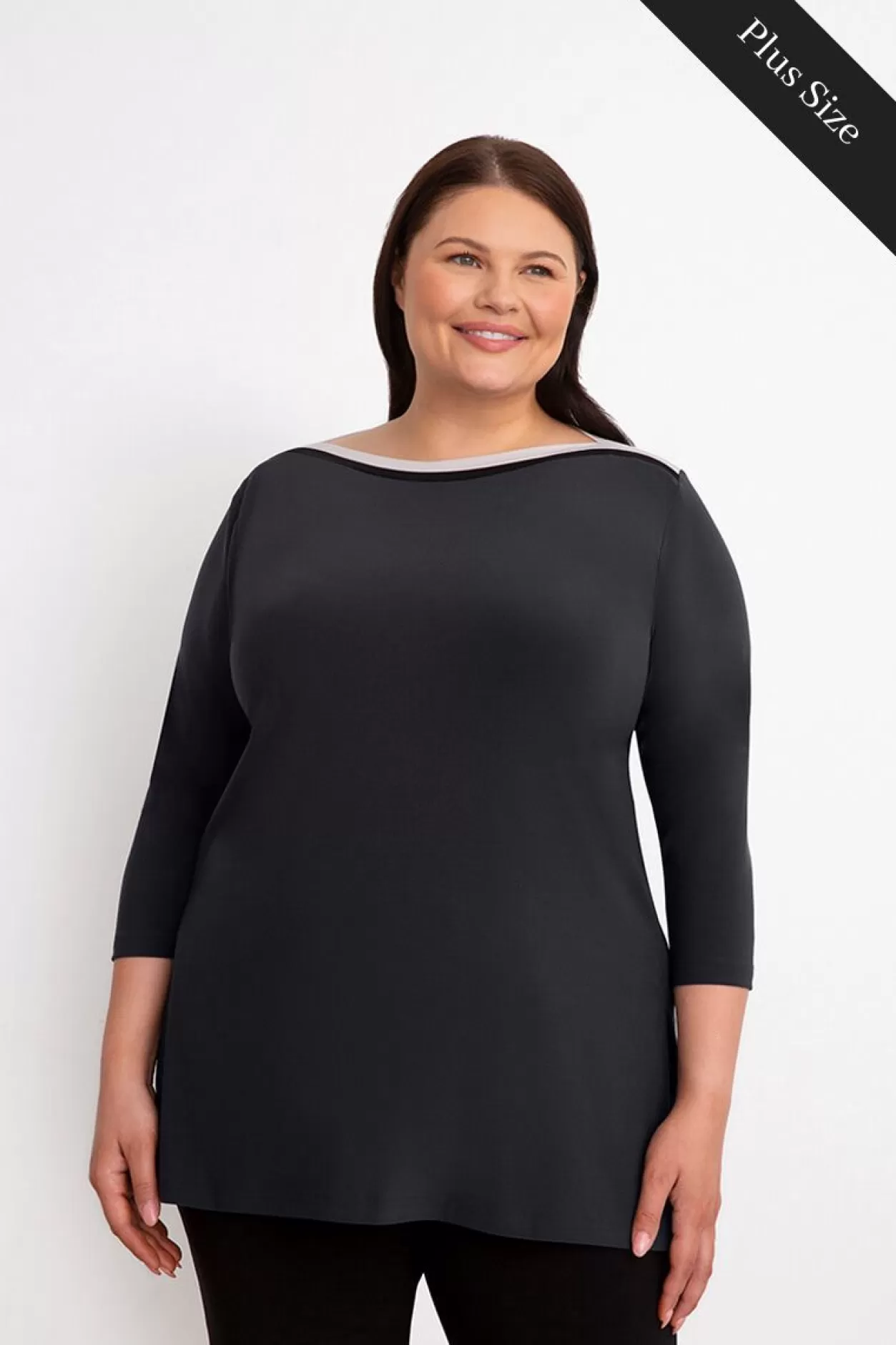 Women Sympli Underline Boat Neck Tunic Plus Size