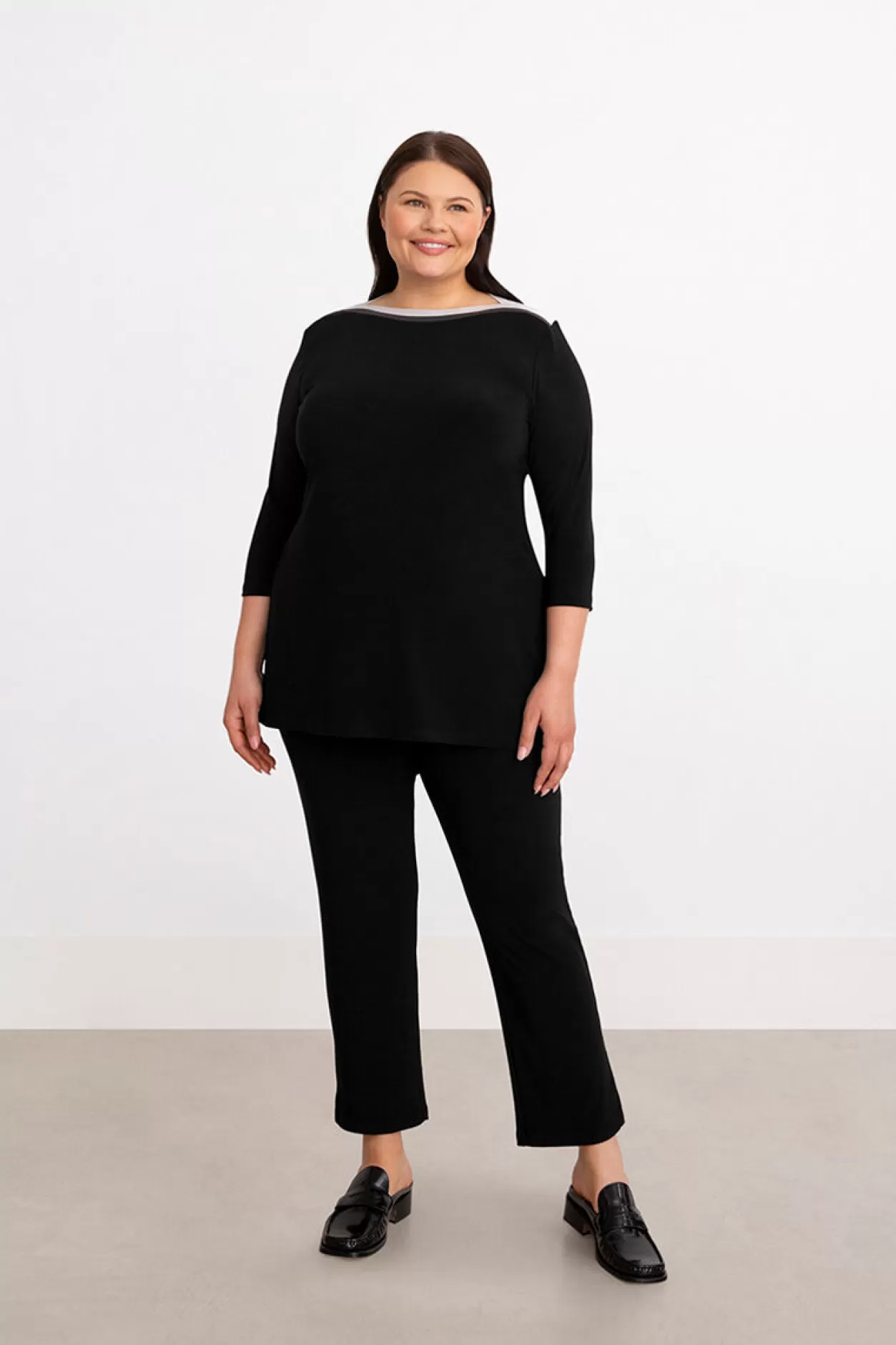 Women Sympli Underline Boat Neck Tunic Plus Size