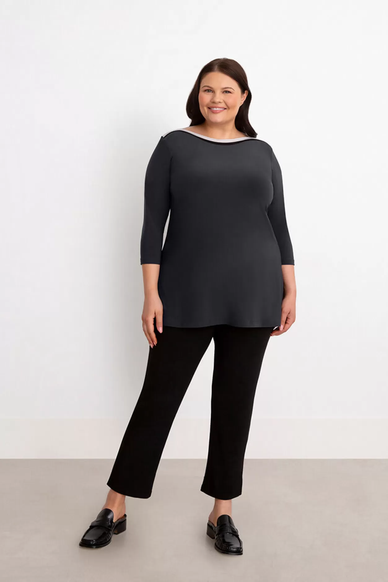 Women Sympli Underline Boat Neck Tunic Plus Size