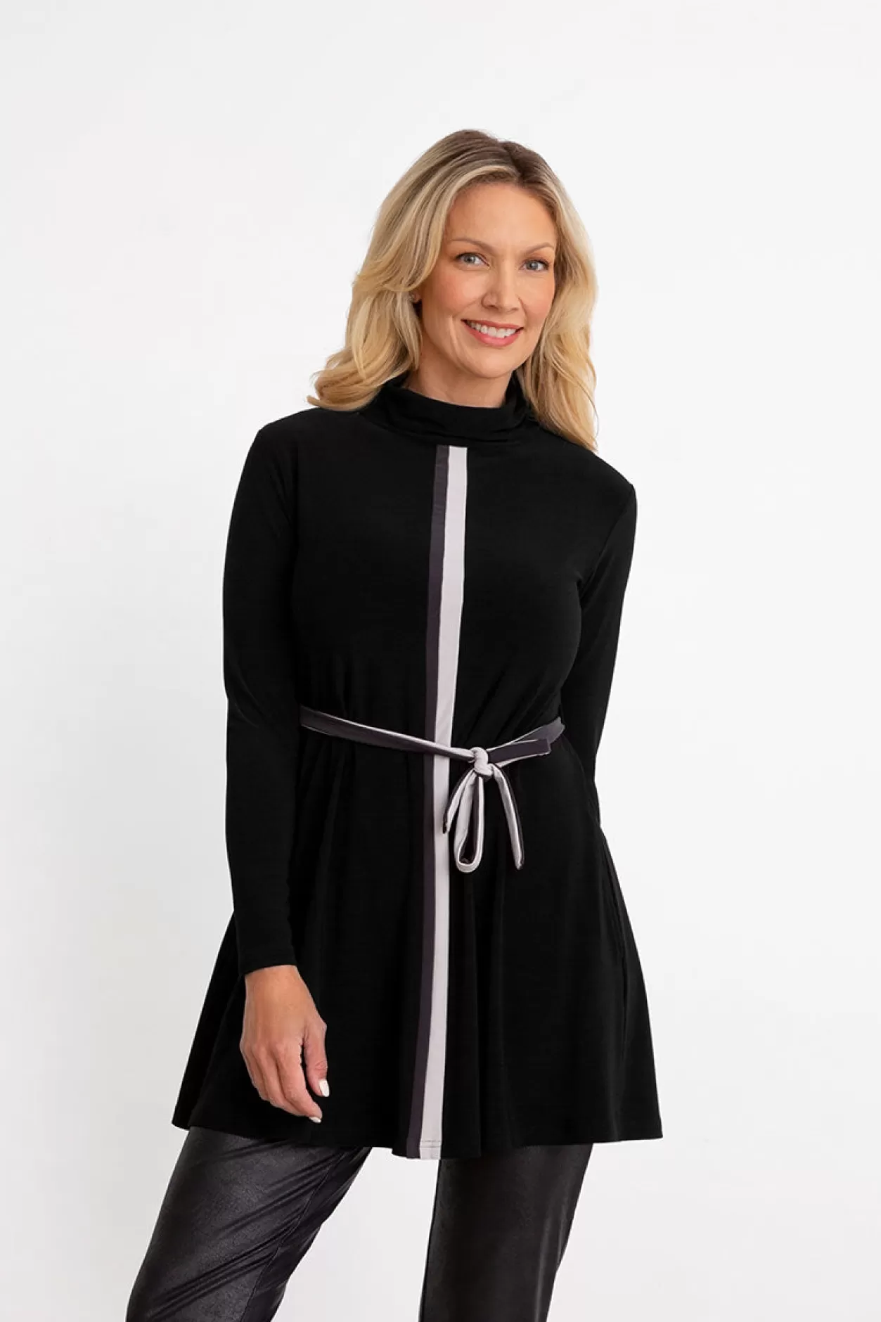 Women Sympli Underline Turtle Neck Tunic Long Sleeve