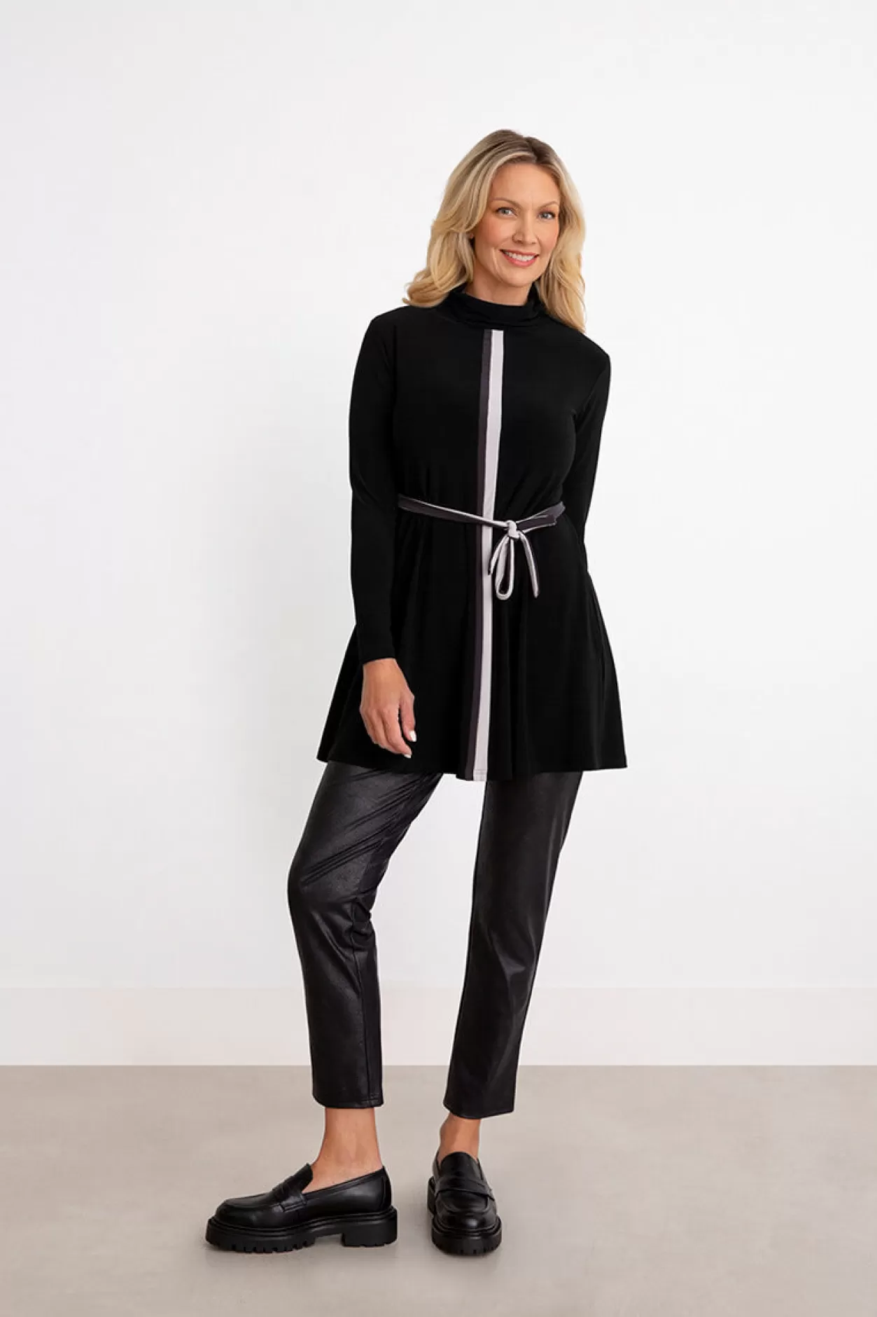 Women Sympli Underline Turtle Neck Tunic Long Sleeve