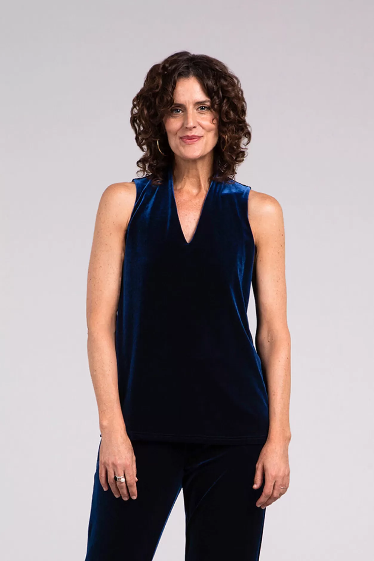 Women Sympli Velvet Deep V Trapeze Tank