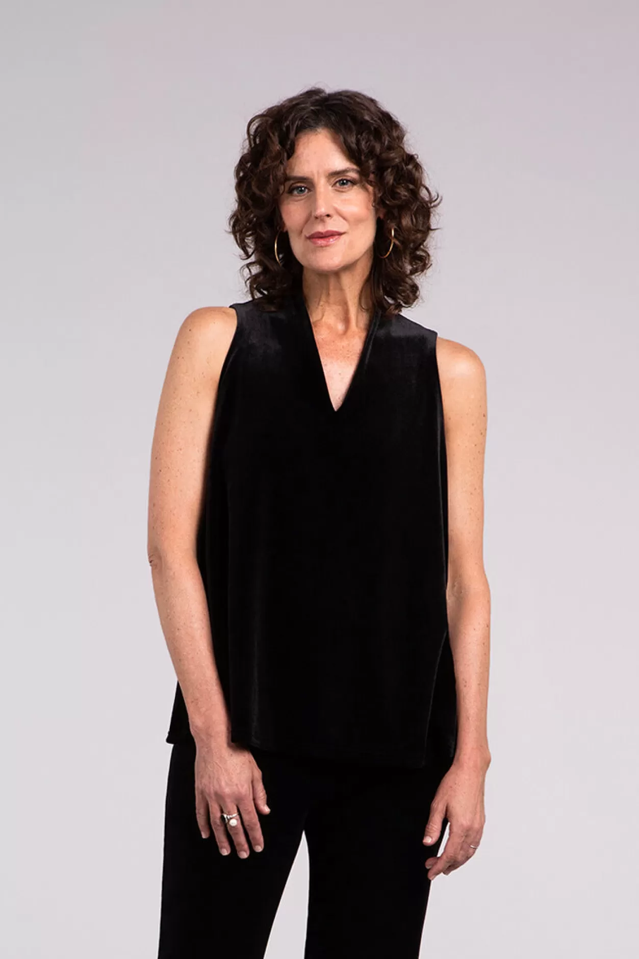 Women Sympli Velvet Deep V Trapeze Tank