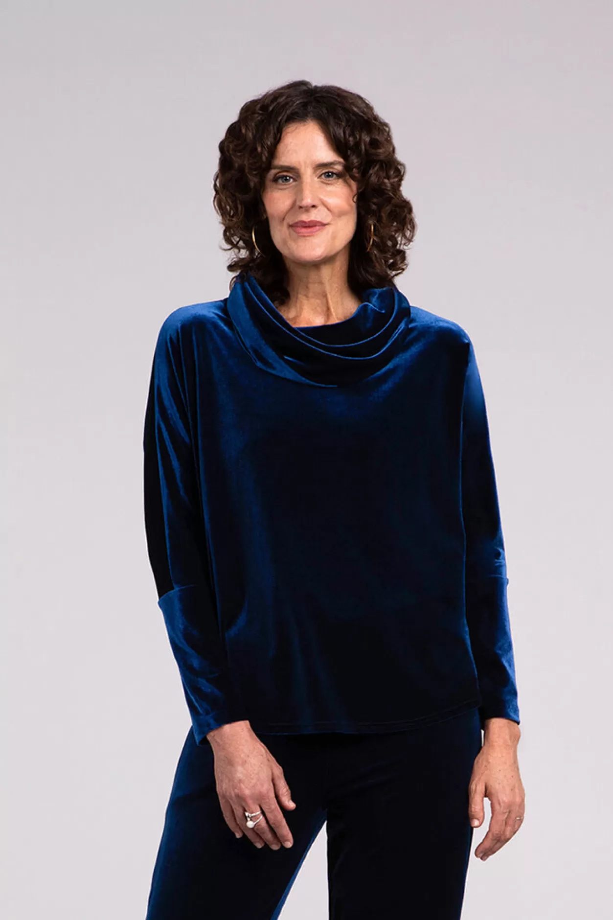 Women Sympli Velvet Nu Cinch Cowl Neck Top