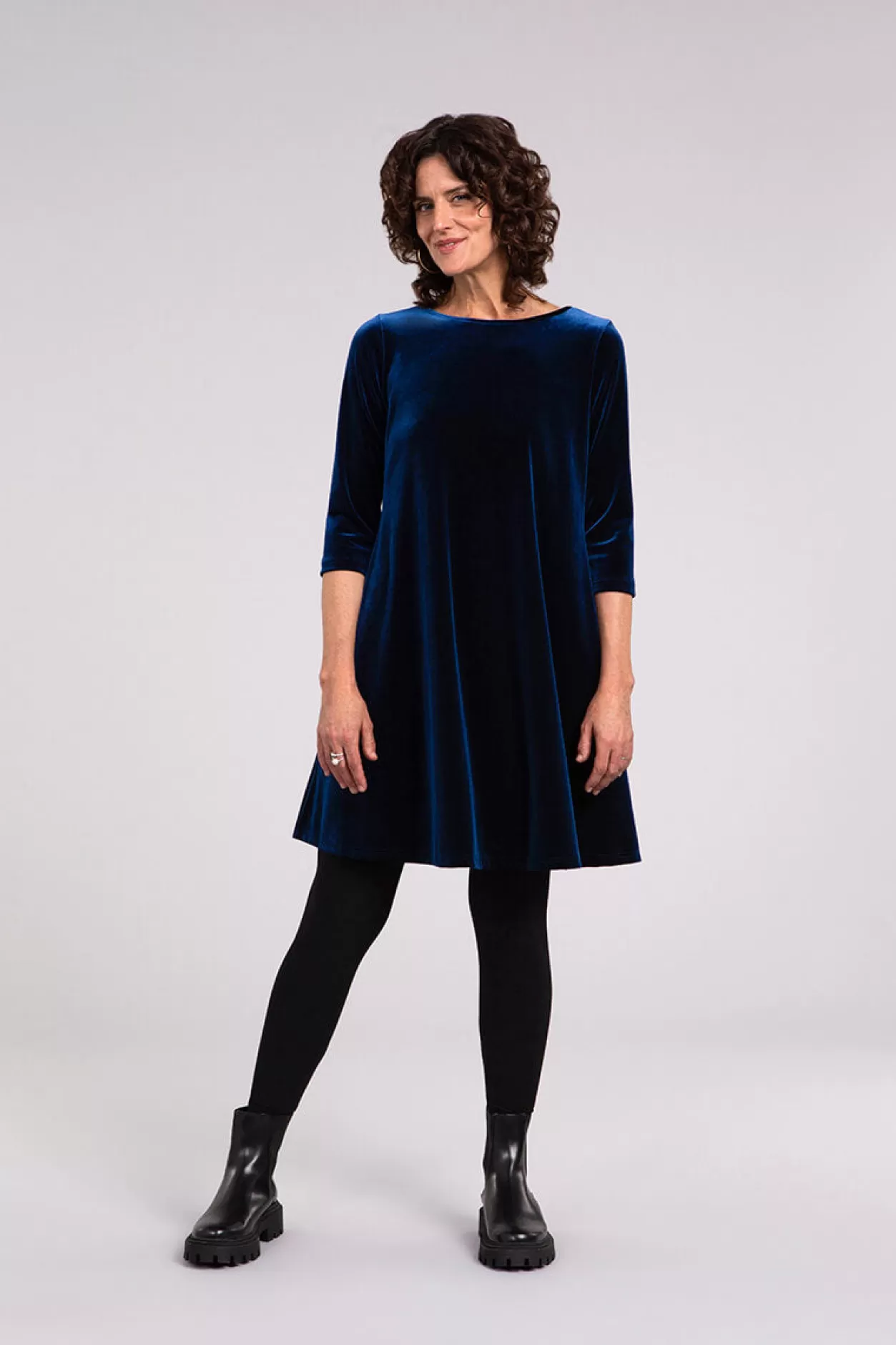 Women Sympli Velvet Reversible Trapeze Dress