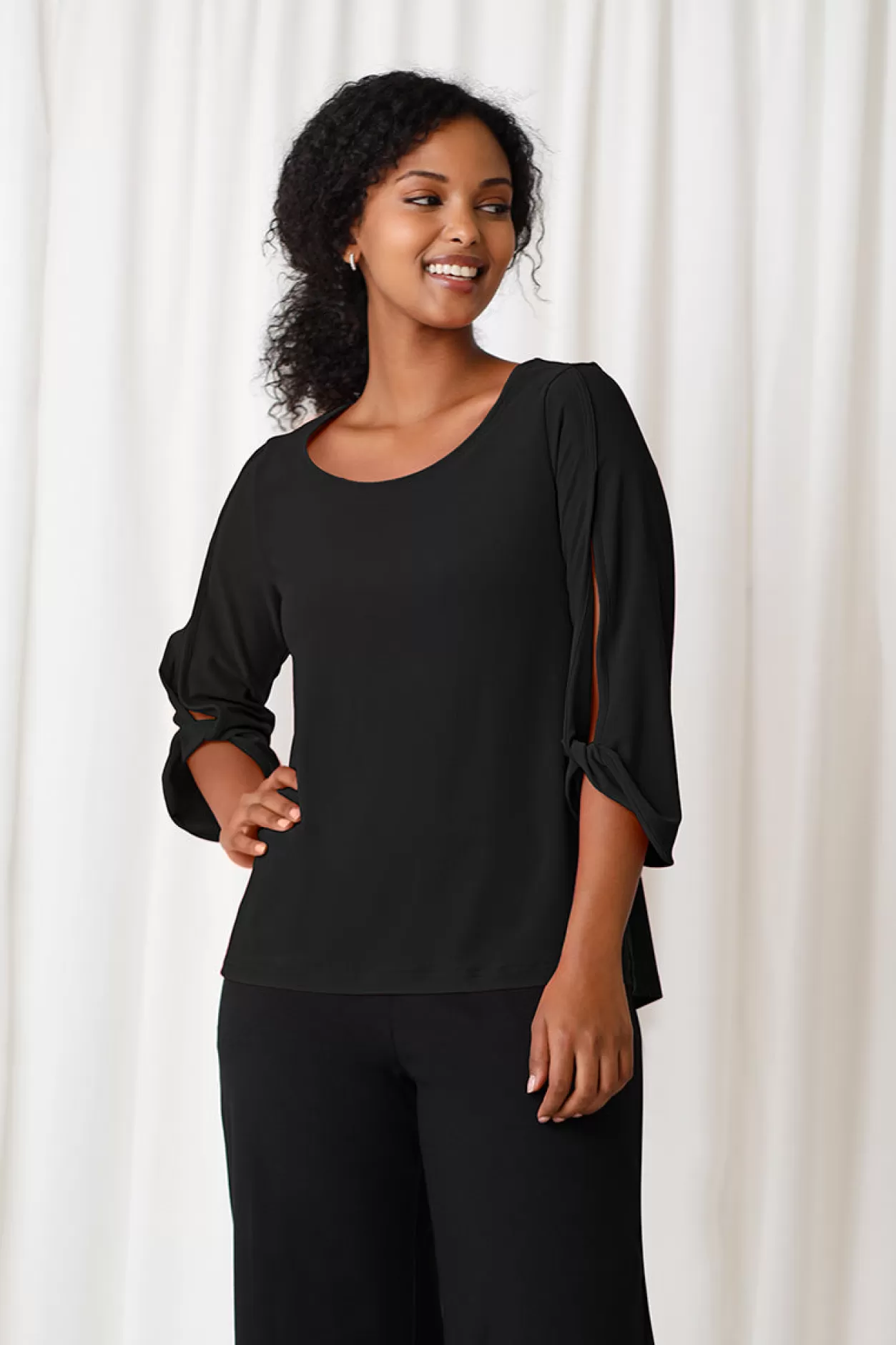 Women Sympli Wide Sleeve Twist Top