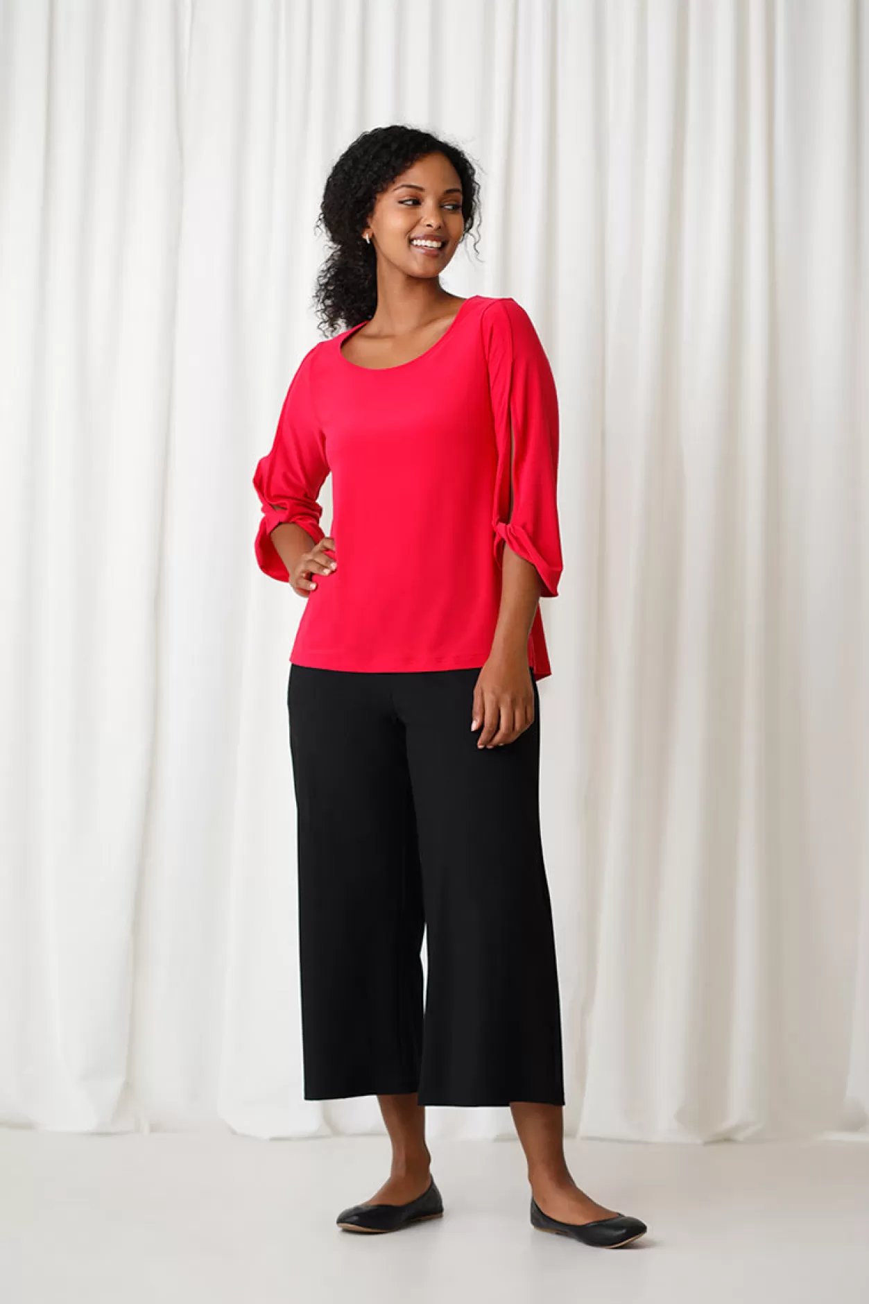 Women Sympli Wide Sleeve Twist Top