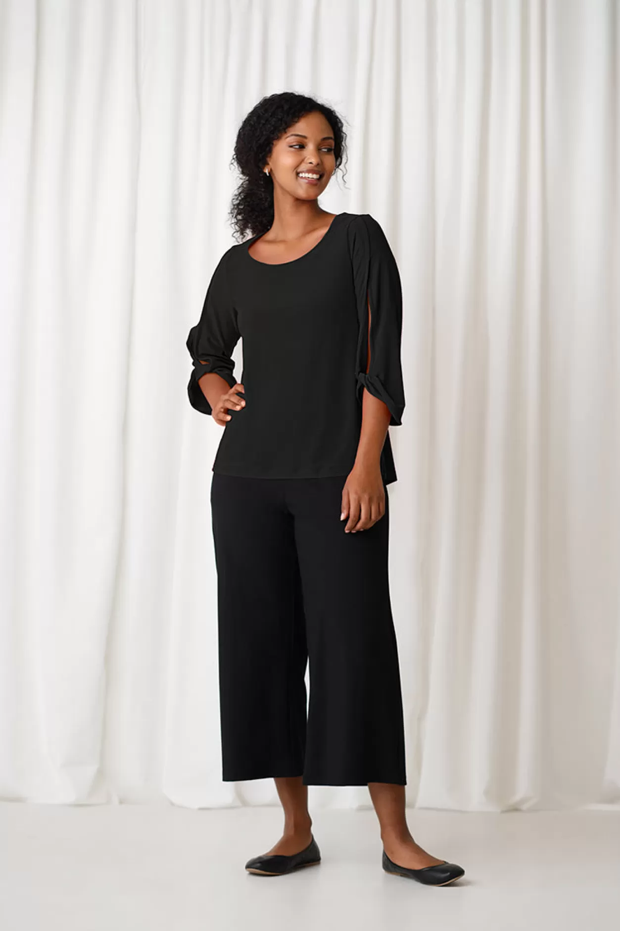 Women Sympli Wide Sleeve Twist Top